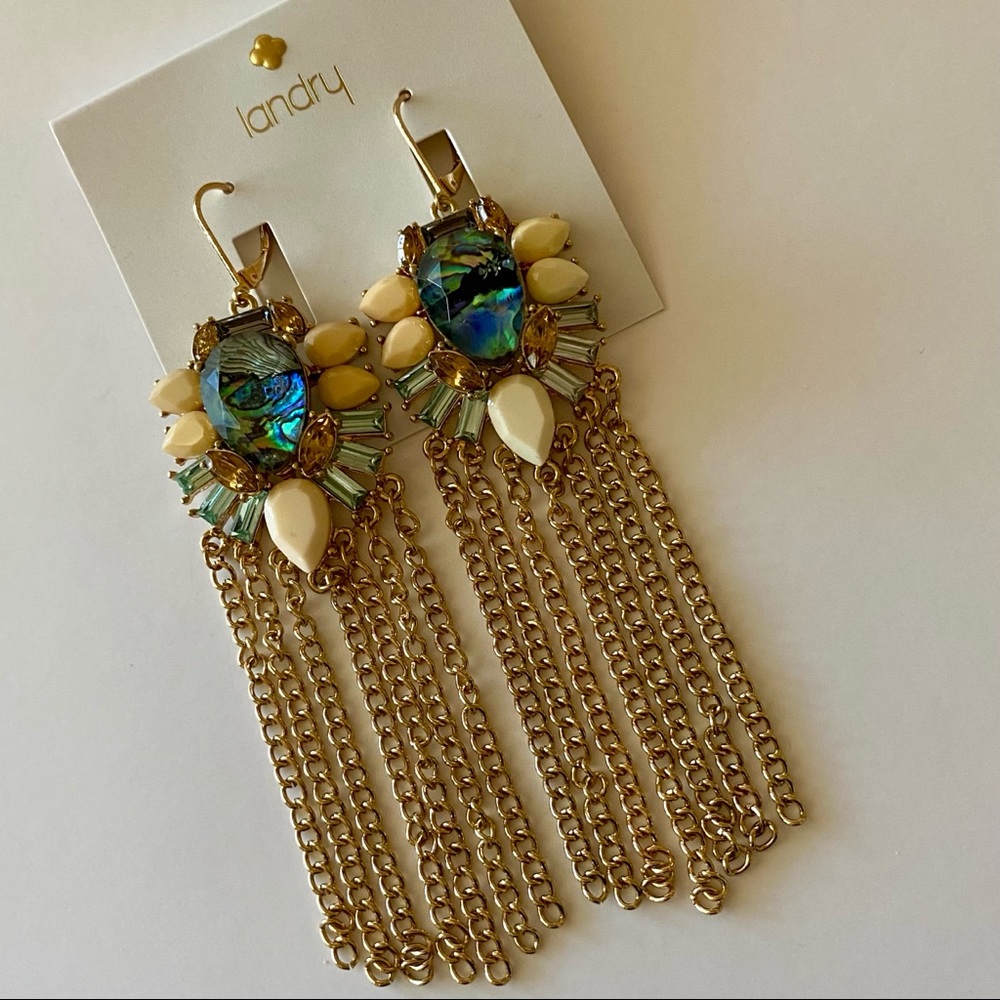 KATE LANDRY Multi colored faceted gold chains NWT